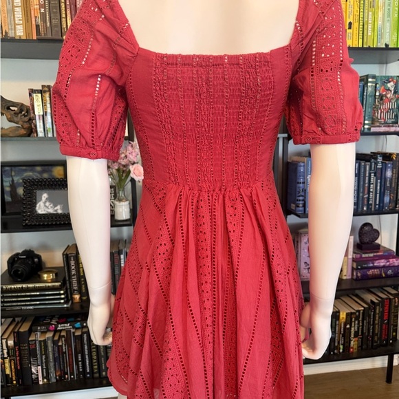 Elegant Red Eyelet Dress - Picture 5 of 10
